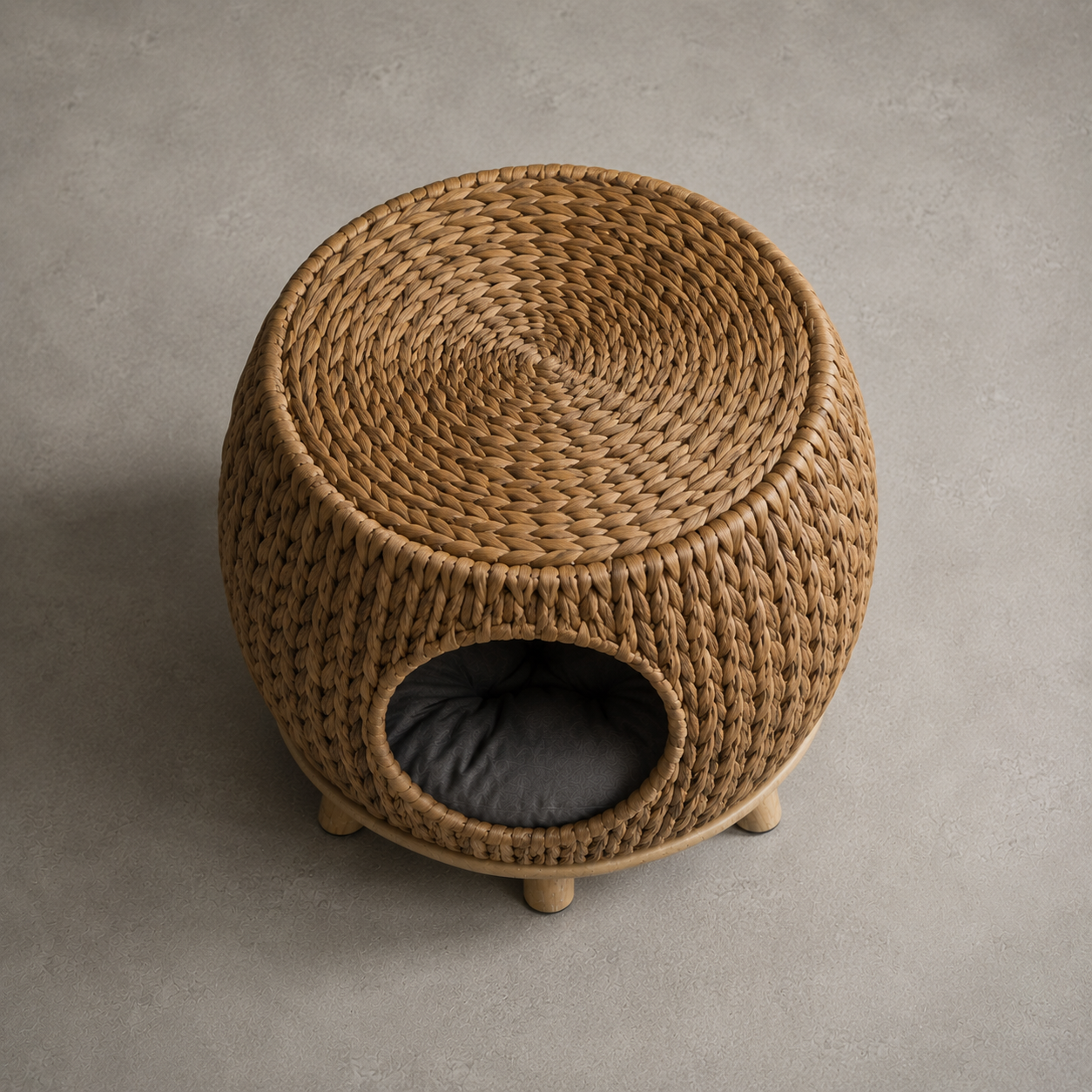 Cama cueva premium de ratán para gatos de interior