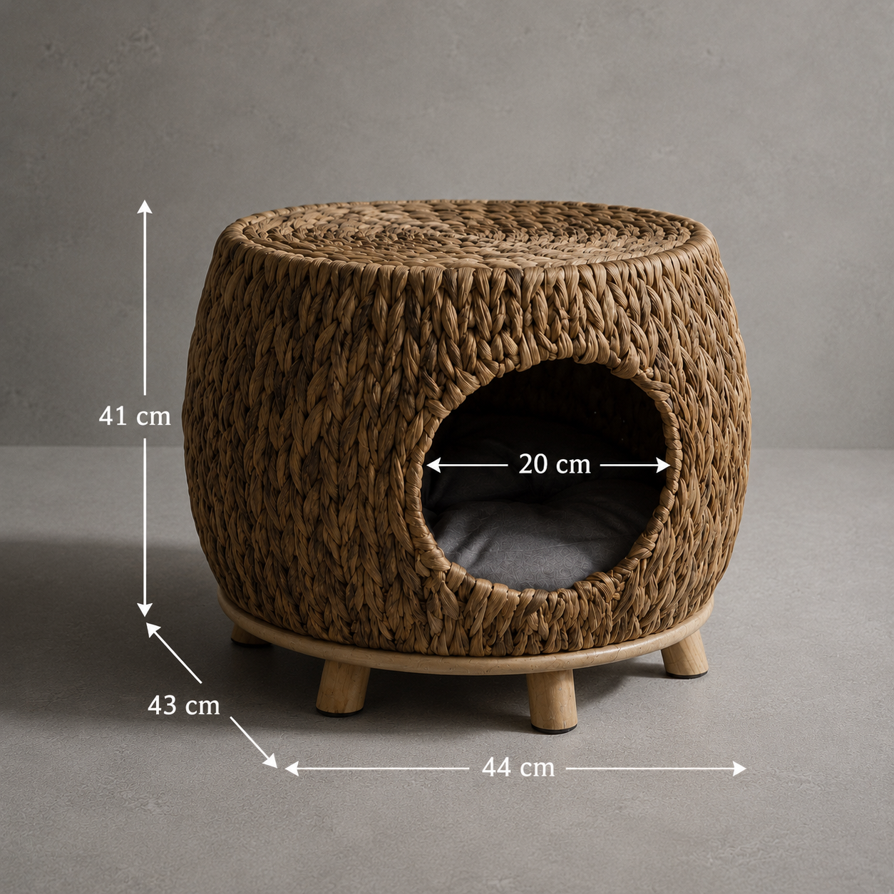 Cama cueva premium de ratán para gatos de interior