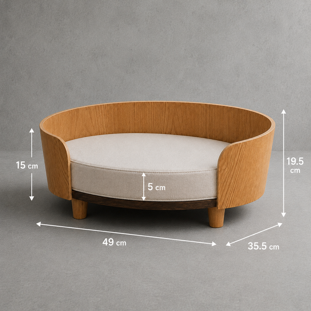 Cama Premium de Madera Natural para Gatos de Interior