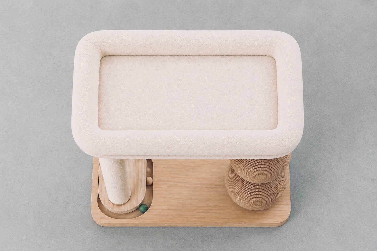 Rascador Premium para Gatos con Cama Elevada de madera natural